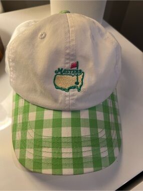 Masters Embroidered White & Green Plaid Golf Hat Toddler/Youth